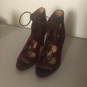 Nine West Burgundy Lace Up Heels
